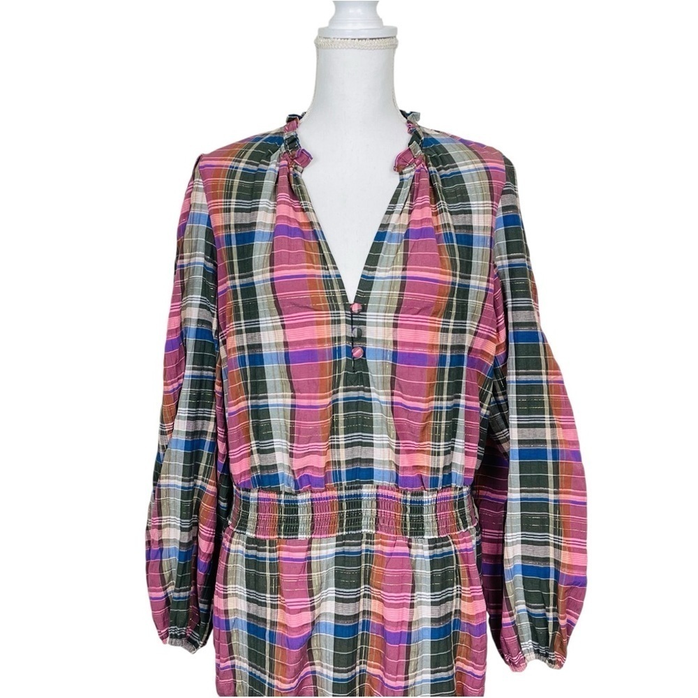 Veronica Beard Jeans Destiny Ruffled Metallic Checked Cotton Blend Mini Dress - Picture 9 of 13